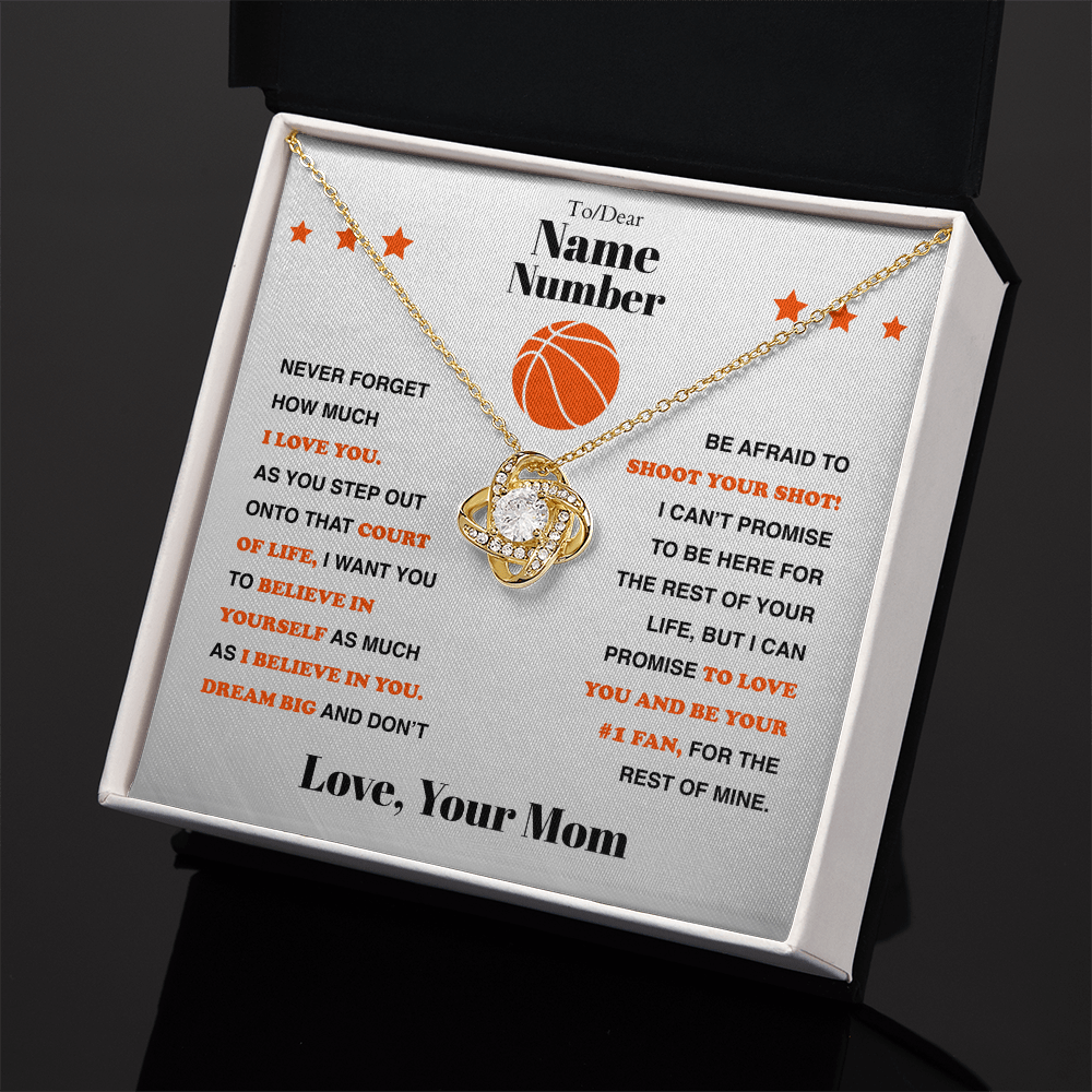 Basketball Gift - Love Knot Necklace with Personalized Message Box - Athlete's Gift Shop