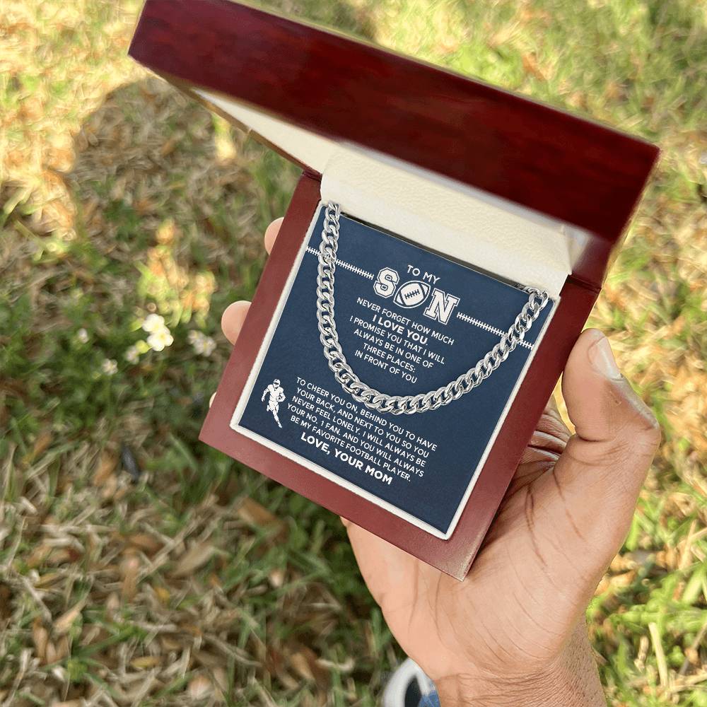 Cuban Link Necklace - My Football Son, #1 Fan, From Mom - Athlete's Gift Shop