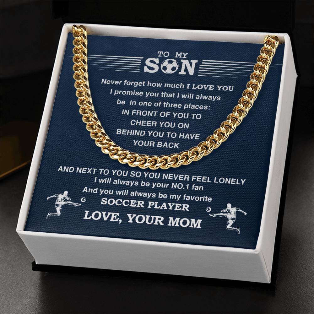 Cuban Link Necklace - My Soccer Son, Biggest Fan, From Mom - Athlete's Gift Shop