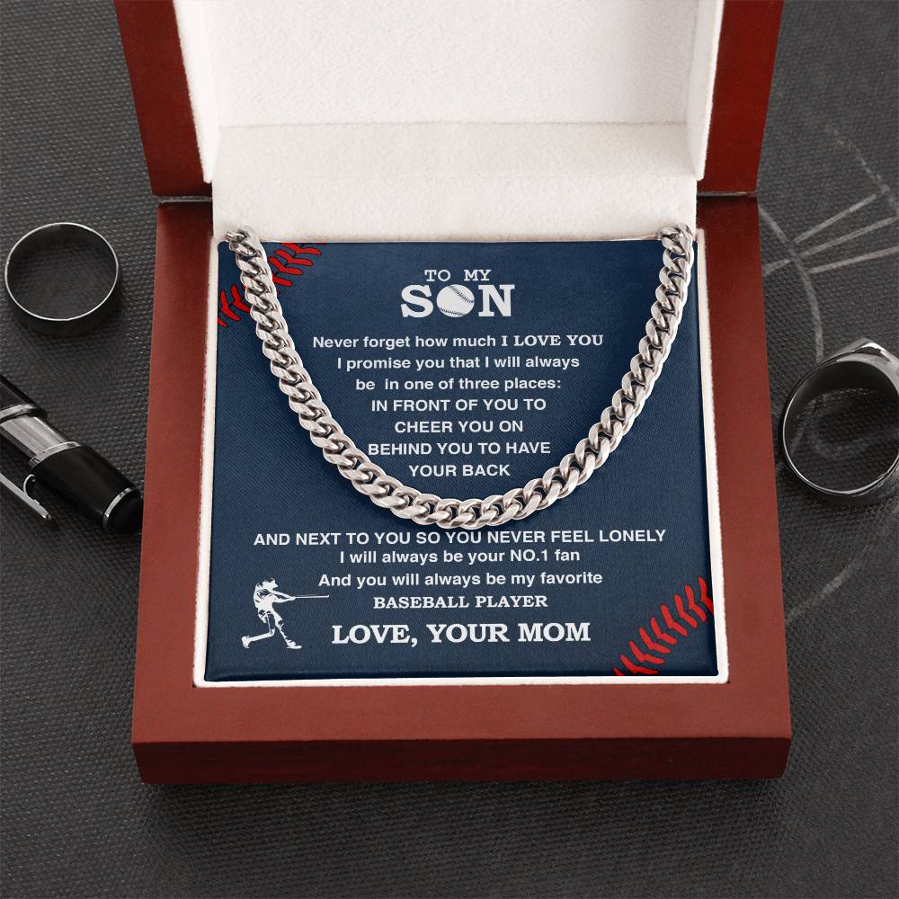 Cuban Link Necklace - To My Baseball Son - Athlete's Gift Shop