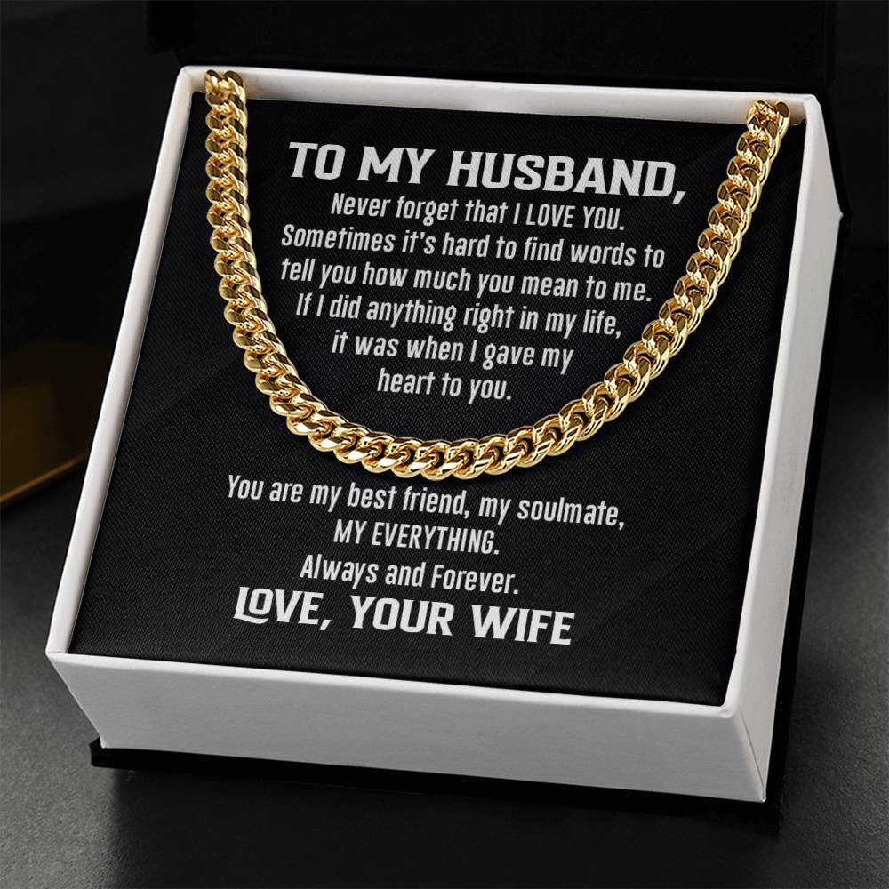 Cuban Link Necklace - To My Husband, Never Forget - Athlete's Gift Shop