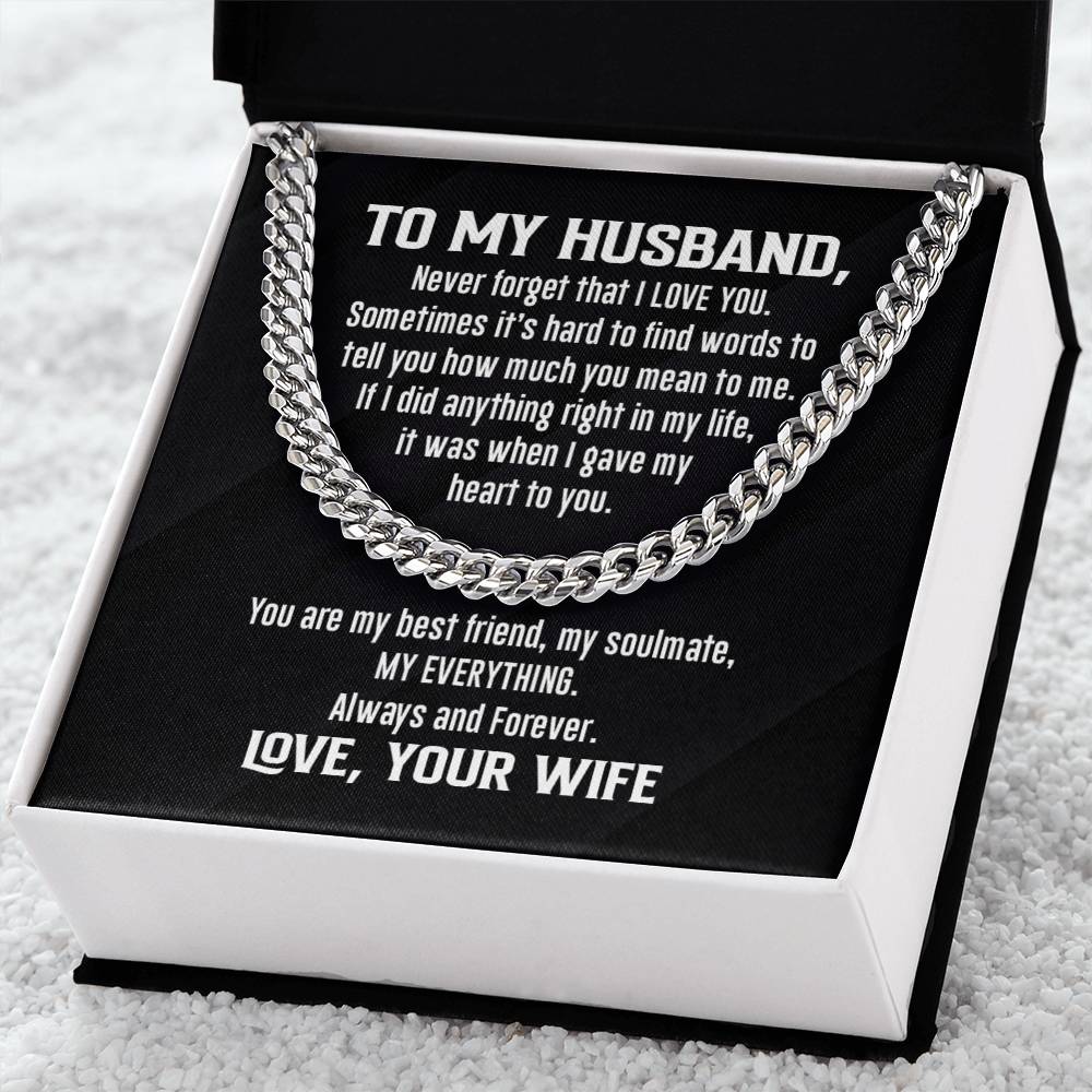Cuban Link Necklace - To My Husband, Never Forget - Athlete's Gift Shop