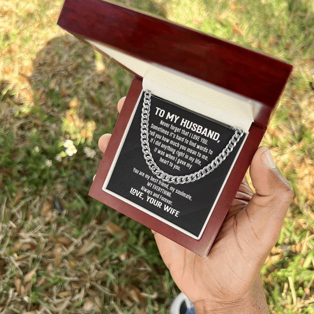 Cuban Link Necklace - To My Husband, Never Forget - Athlete's Gift Shop