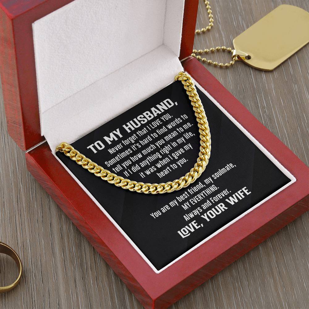 Cuban Link Necklace - To My Husband, Never Forget - Athlete's Gift Shop