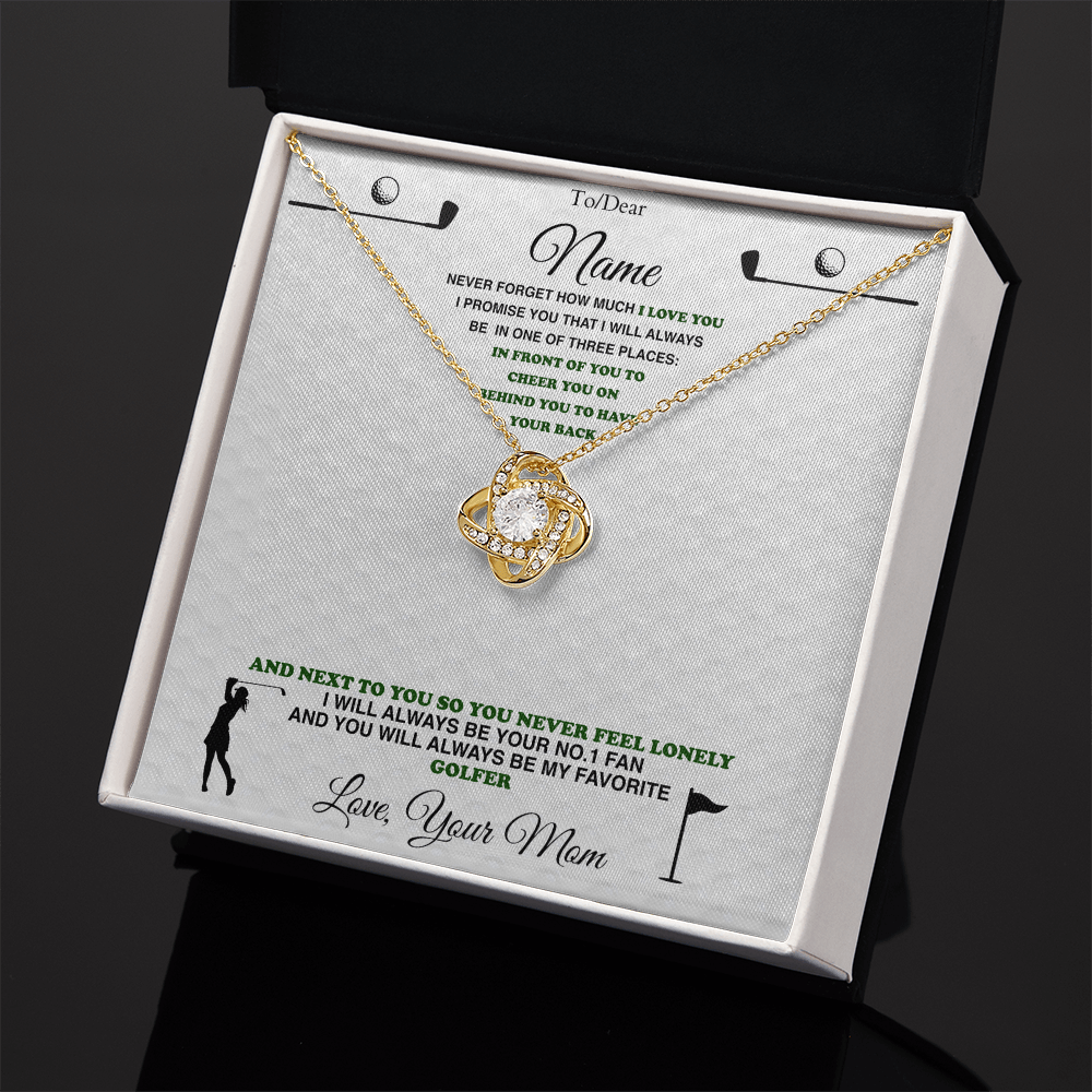 Golf Gift - Love Knot Necklace with Personalized Message Box - Athlete's Gift Shop