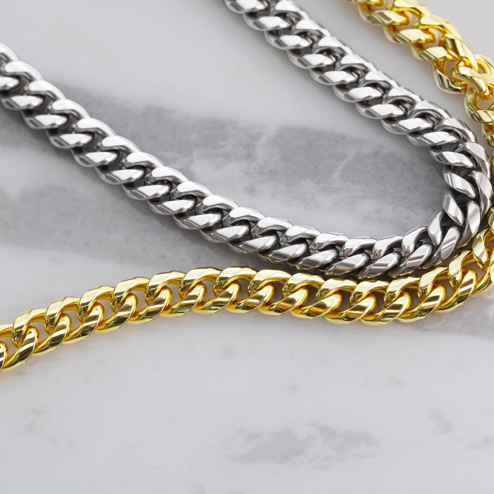 Lacrosse Gift - Cuban Link Necklace with Personalized Message - Athlete's Gift Shop