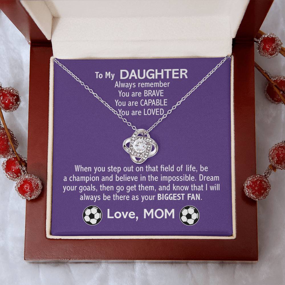 Love Knot Necklace - Soccer Daughter, Biggest Fan - Athlete's Gift Shop