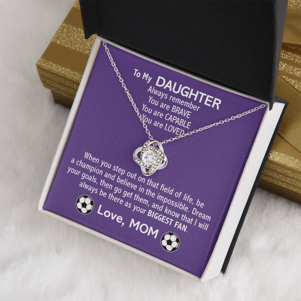 Love Knot Necklace - Soccer Daughter, Biggest Fan - Athlete's Gift Shop