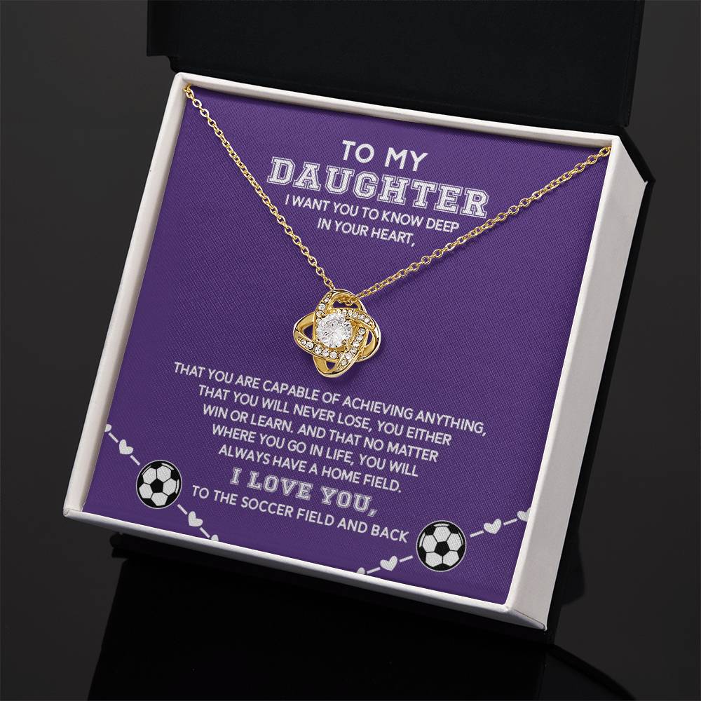 Love Knot Necklace - Soccer Daughter, Home Field - Athlete's Gift Shop