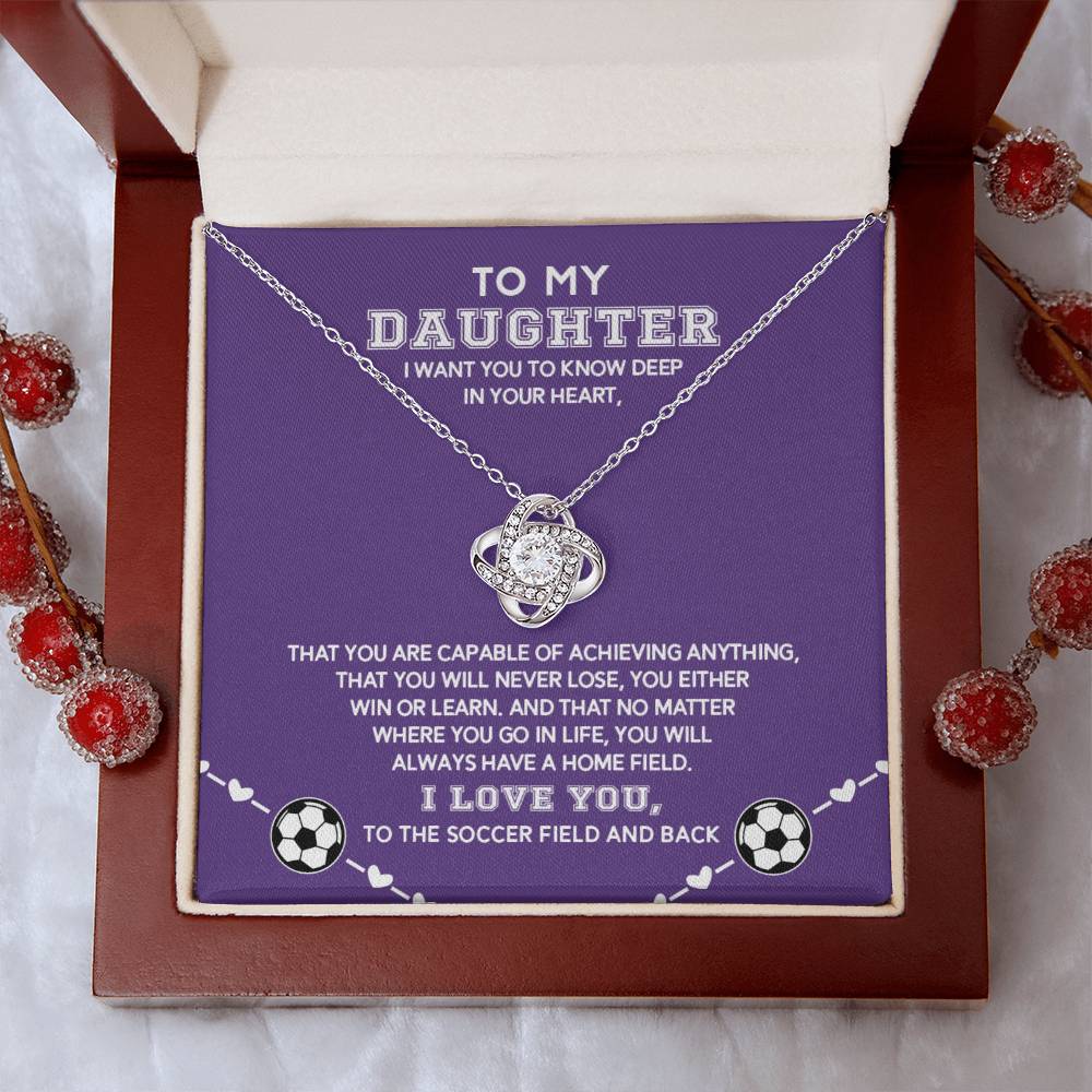 Love Knot Necklace - Soccer Daughter, Home Field - Athlete's Gift Shop