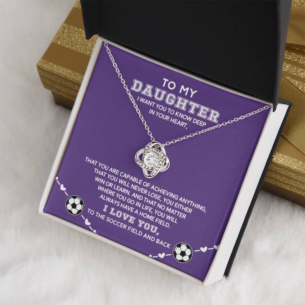 Love Knot Necklace - Soccer Daughter, Home Field - Athlete's Gift Shop