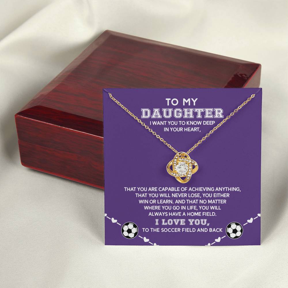 Love Knot Necklace - Soccer Daughter, Home Field - Athlete's Gift Shop