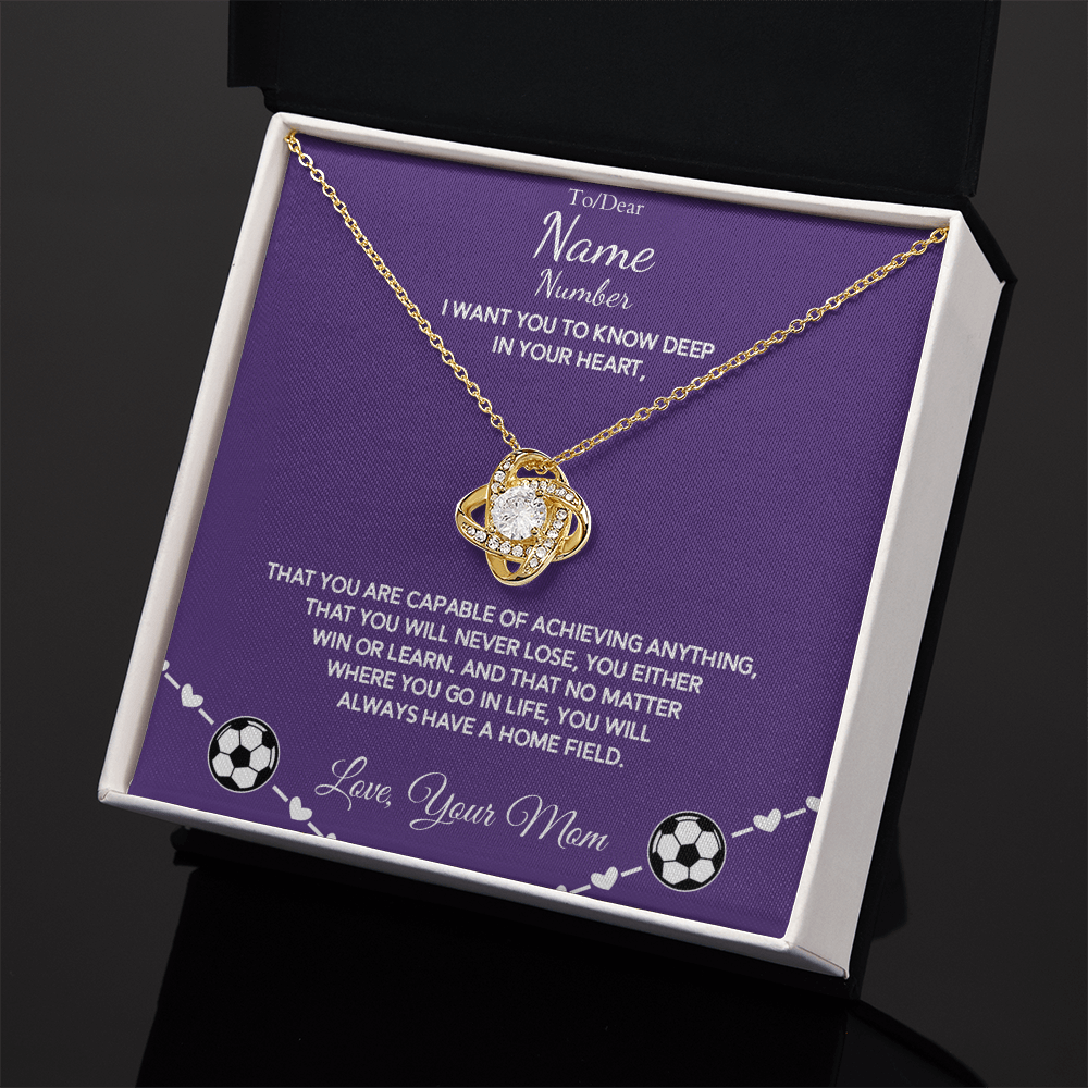 Soccer Gift - Love Knot Necklace with Personalized Message Box - Athlete's Gift Shop