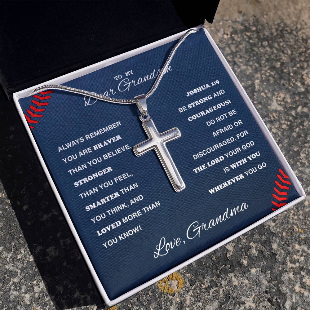 To My Baseball Grandson - Cross Necklace - Athlete's Gift Shop