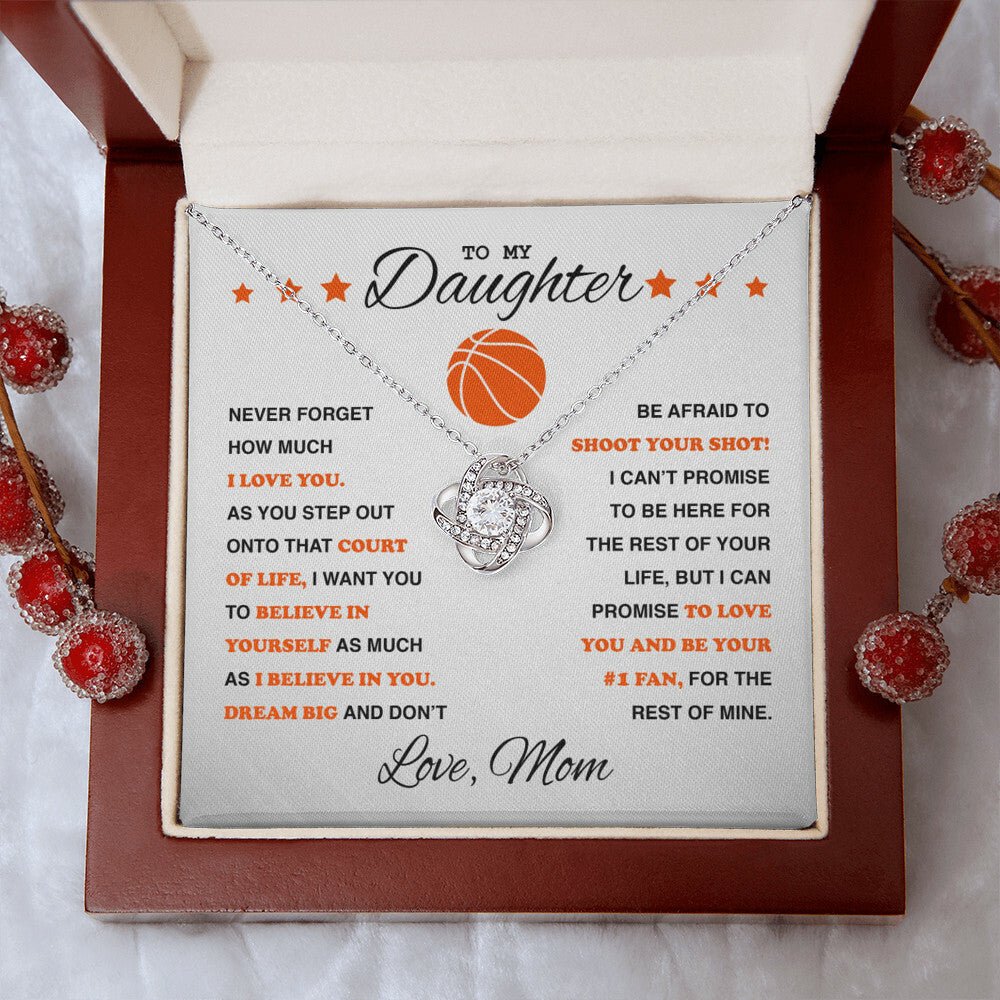 To My Basketball Daughter - Love Knot Necklace - Athlete's Gift Shop