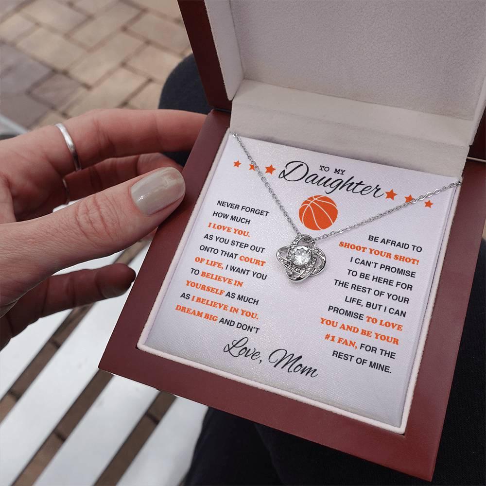 To My Basketball Daughter - Love Knot Necklace - Athlete's Gift Shop