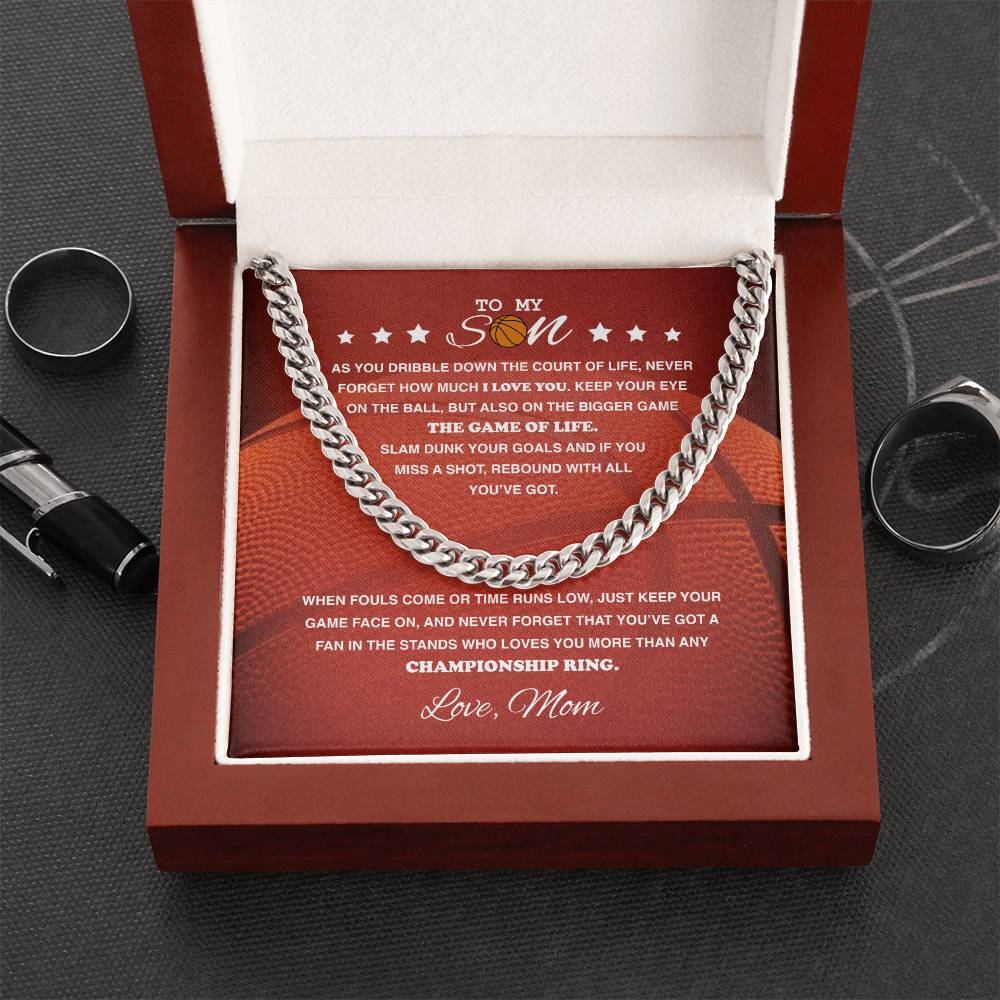 To My Basketball Son - Cuban Link Necklace - Athlete's Gift Shop