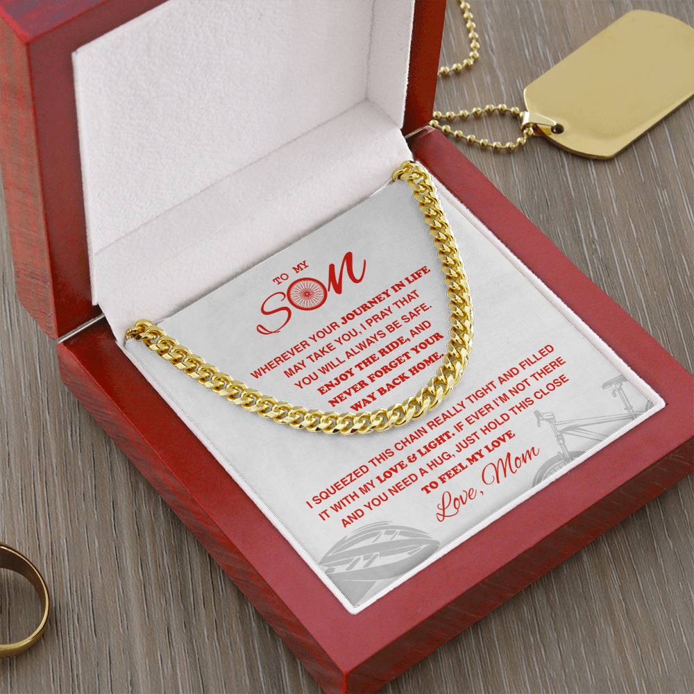 To My Cycling Son - Cuban Link Necklace - Athlete's Gift Shop