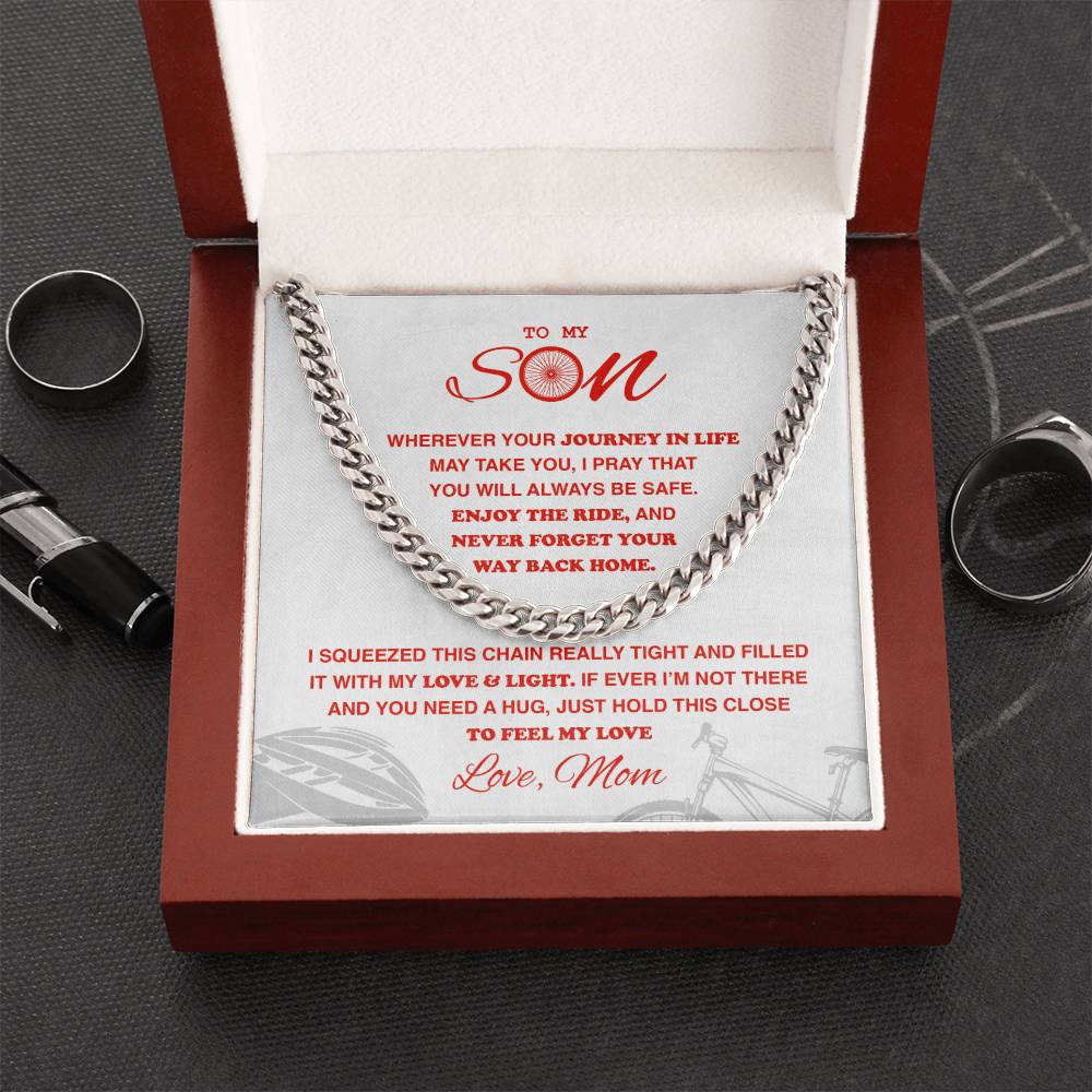 To My Cycling Son - Cuban Link Necklace - Athlete's Gift Shop