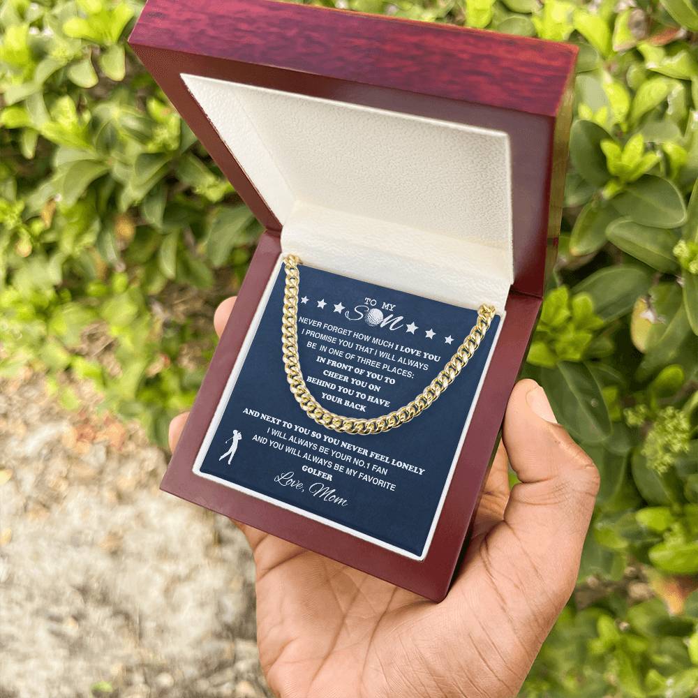 To My Golf Son - Cuban Link Necklace - Athlete's Gift Shop