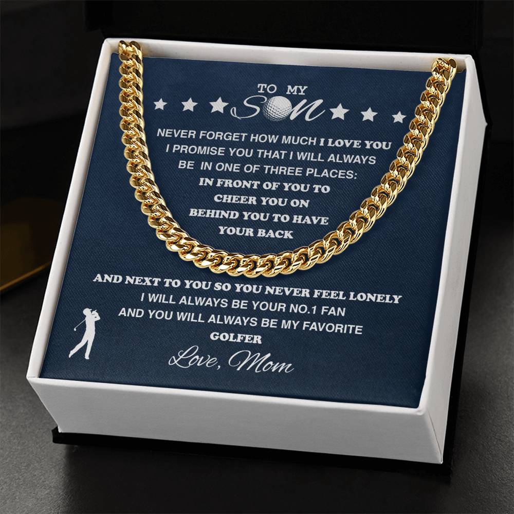 To My Golf Son - Cuban Link Necklace - Athlete's Gift Shop