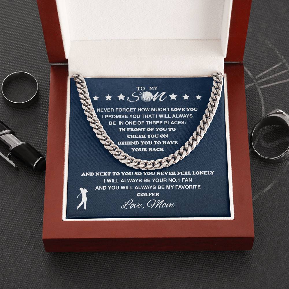 To My Golf Son - Cuban Link Necklace, From Mom - Athlete's Gift Shop