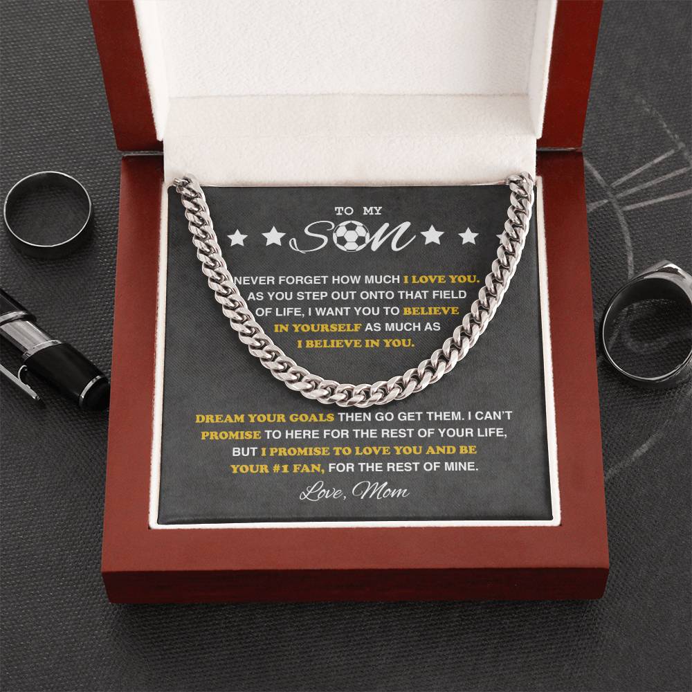 To My Soccer Son - Cuban Link Necklace - Athlete's Gift Shop