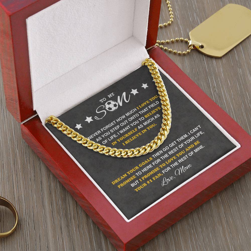 To My Soccer Son - Cuban Link Necklace - Athlete's Gift Shop