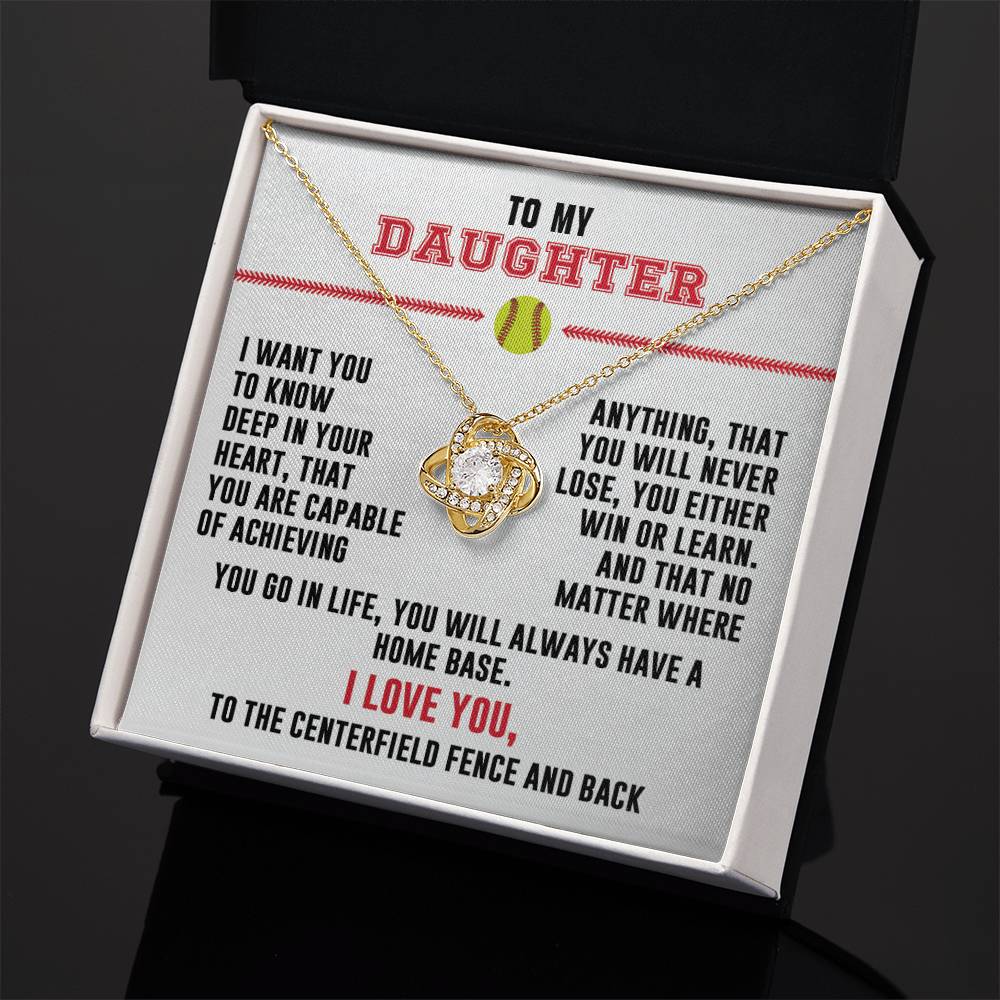 To My Softball Daughter - Love Knot Necklace - Athlete's Gift Shop