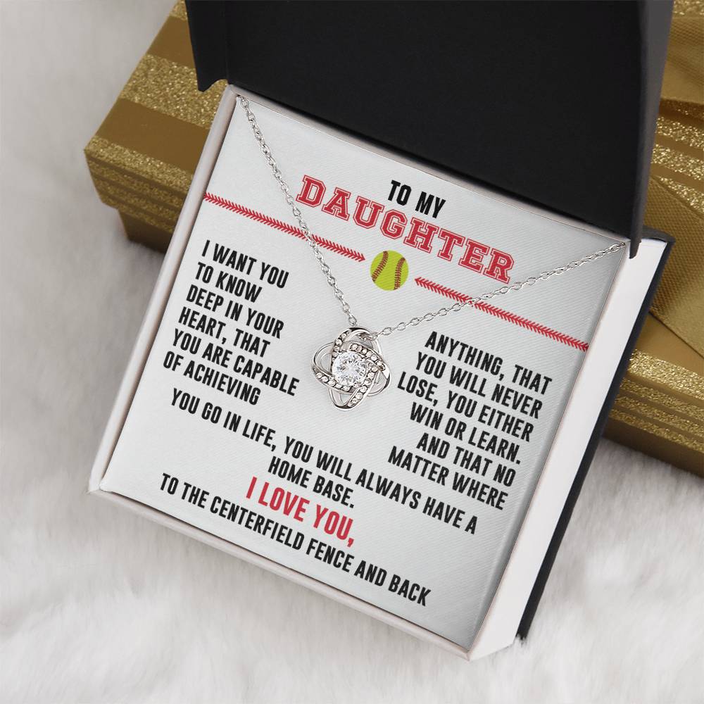 To My Softball Daughter - Love Knot Necklace - Athlete's Gift Shop
