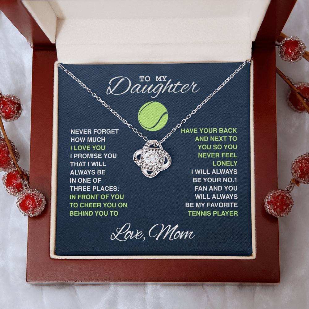 To My Tennis Daughter - Love Knot Necklace - Athlete's Gift Shop