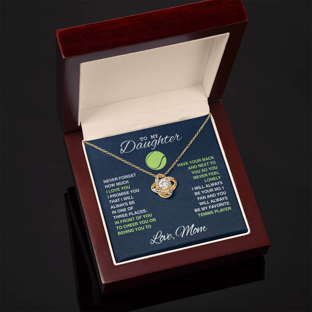 To My Tennis Daughter - Love Knot Necklace - Athlete's Gift Shop