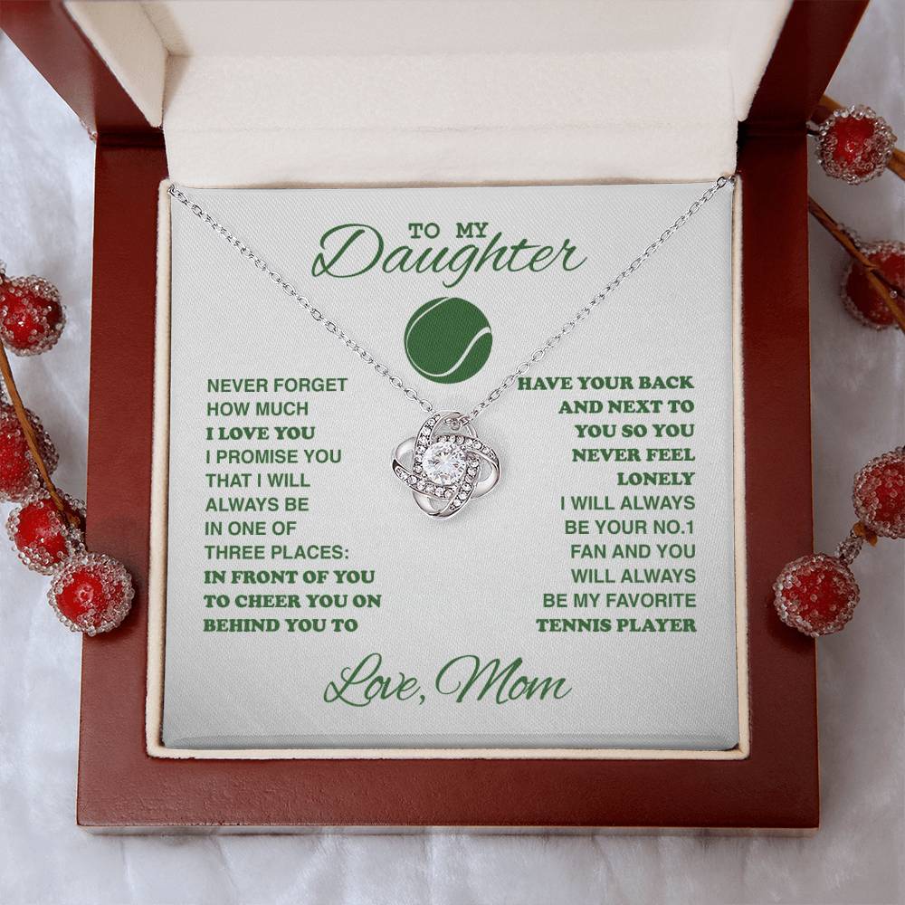 To My Tennis Daughter - Love Knot Necklace - Athlete's Gift Shop
