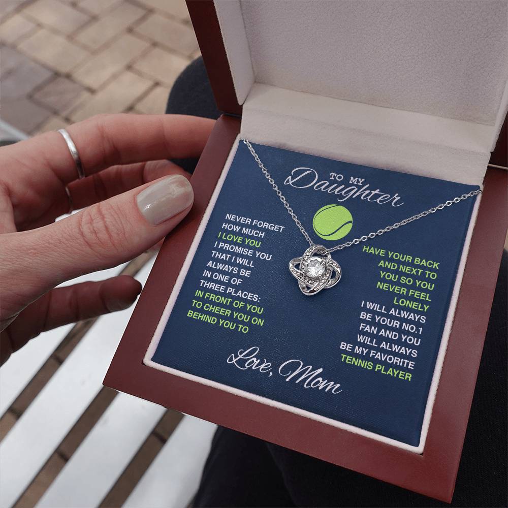To My Tennis Daughter - Love Knot Necklace - Athlete's Gift Shop