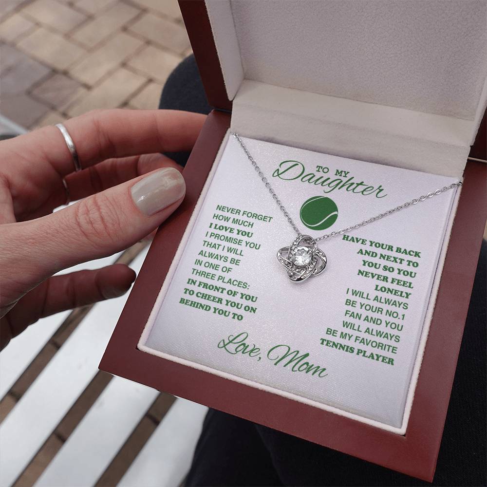 To My Tennis Daughter - Love Knot Necklace - Athlete's Gift Shop
