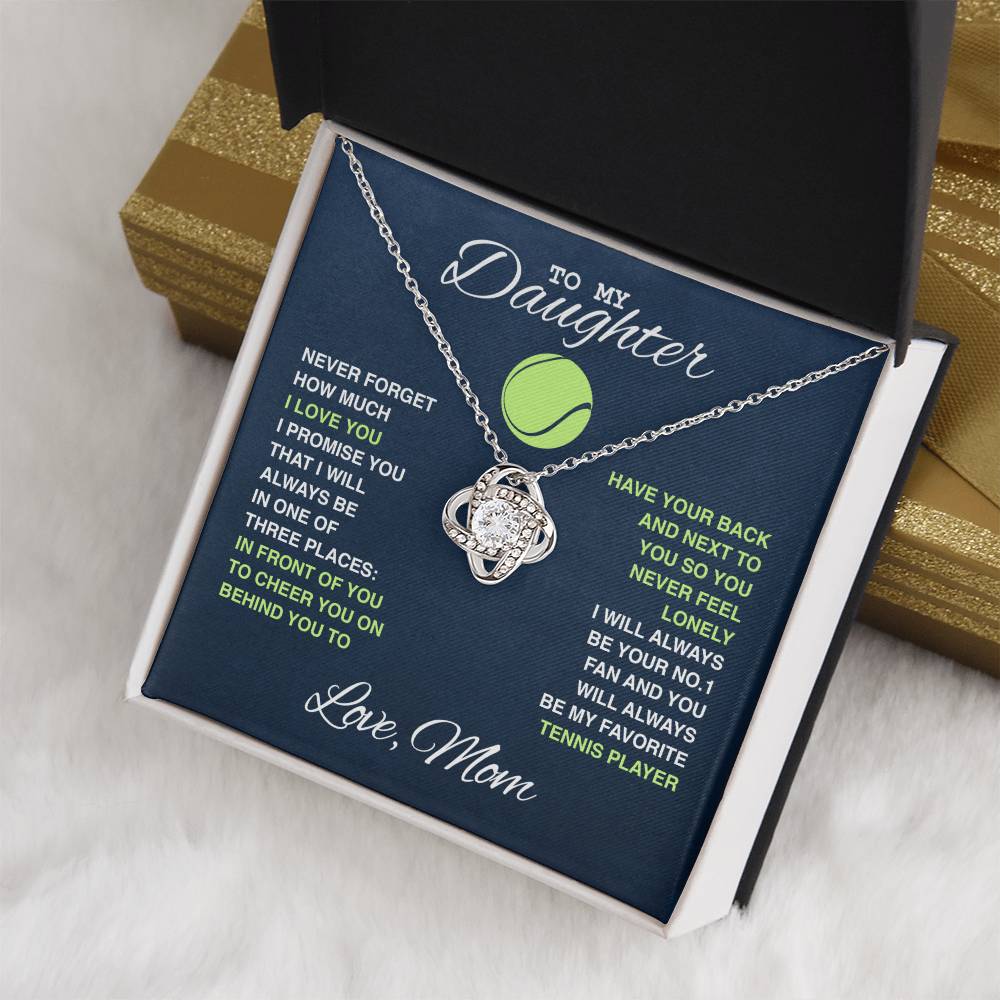 To My Tennis Daughter - Love Knot Necklace - Athlete's Gift Shop