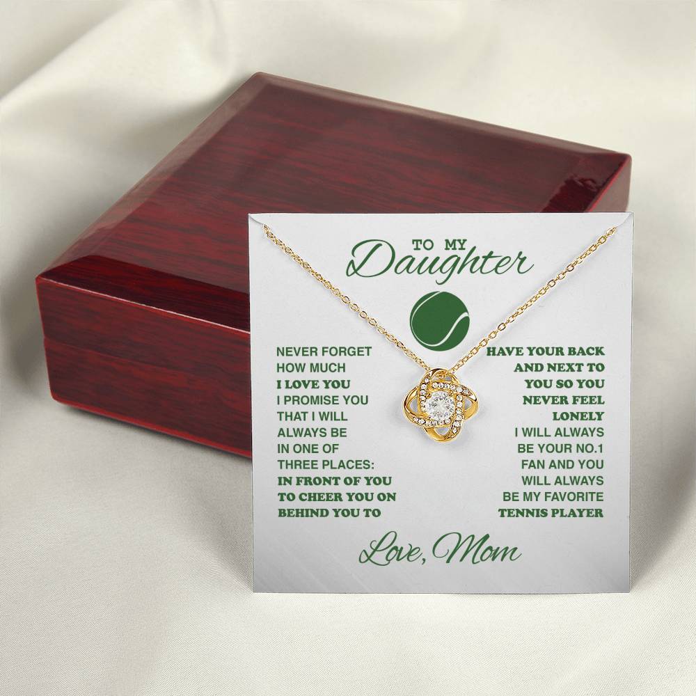 To My Tennis Daughter - Love Knot Necklace - Athlete's Gift Shop