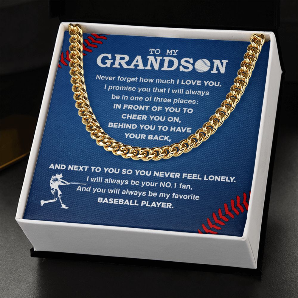 My Baseball Grandson - Cuban Link Necklace - Athlete's Gift Shop