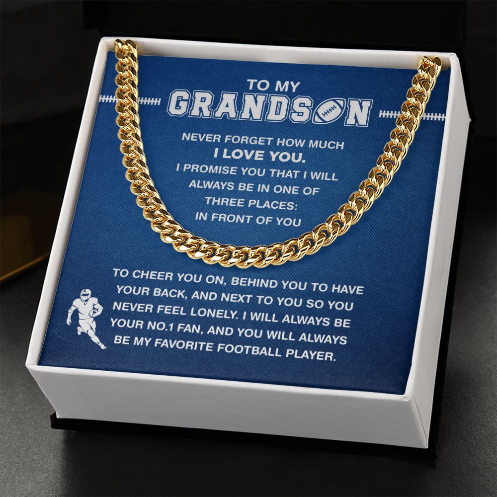My Football Grandson - Cuban Link Necklace - Athlete's Gift Shop
