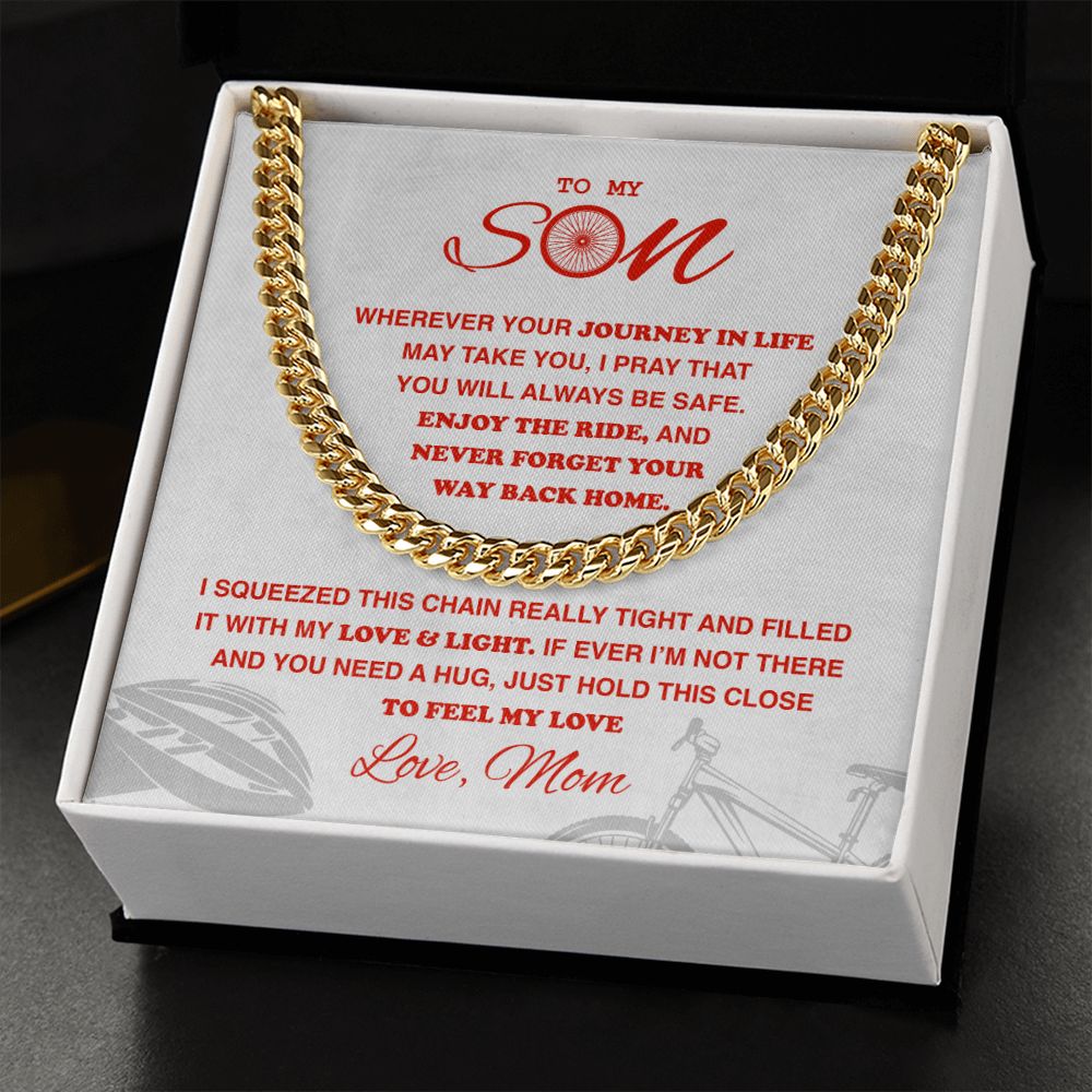 To My Cycling Son - Cuban Link Necklace - Athlete's Gift Shop
