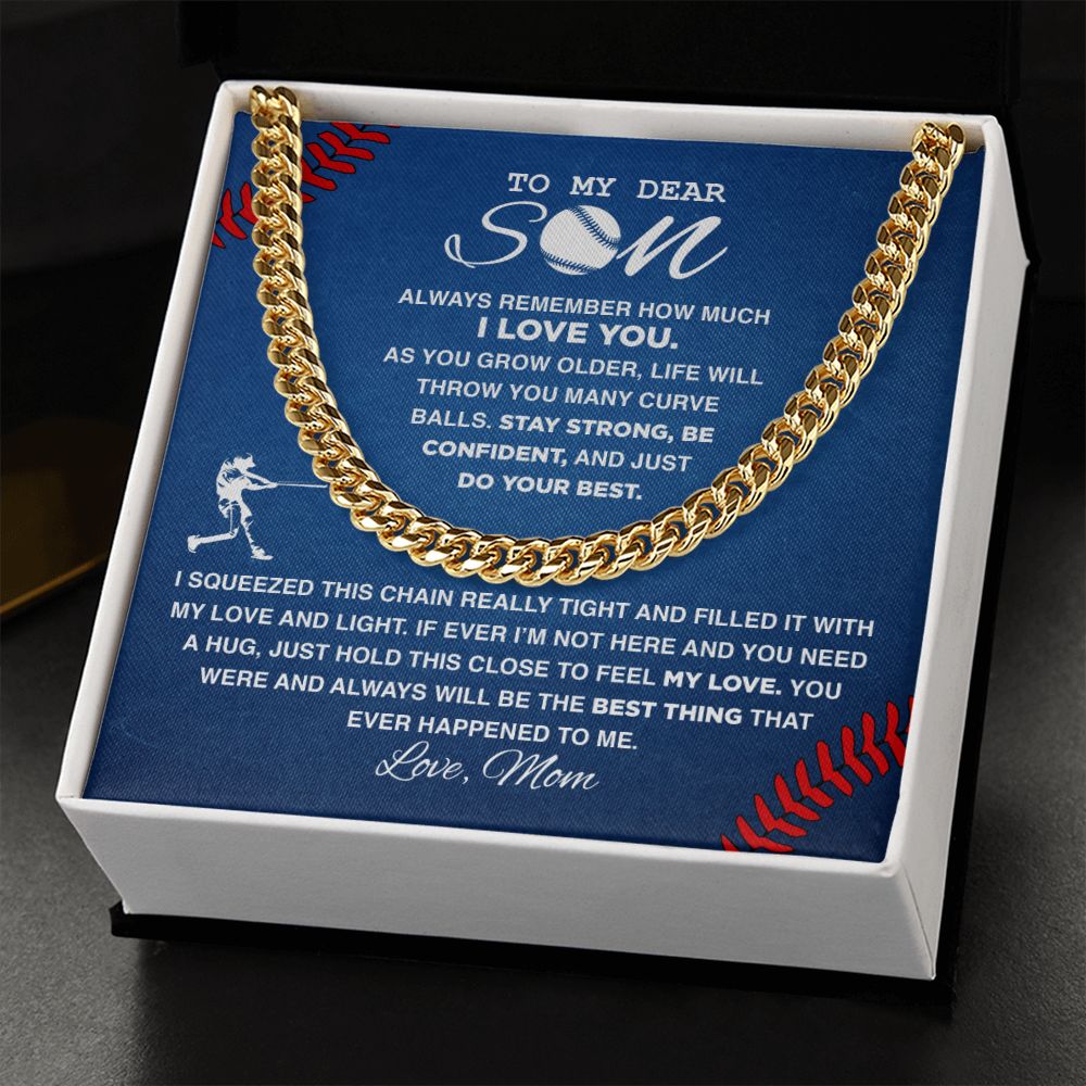 To My Dear Baseball Son - Cuban Link Necklace - Athlete's Gift Shop