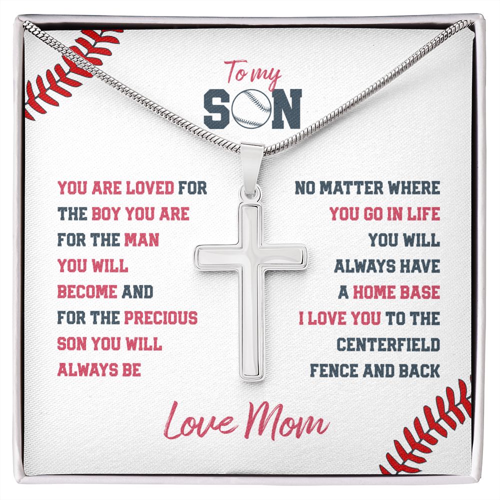 To My Son Home Base Cross Necklace