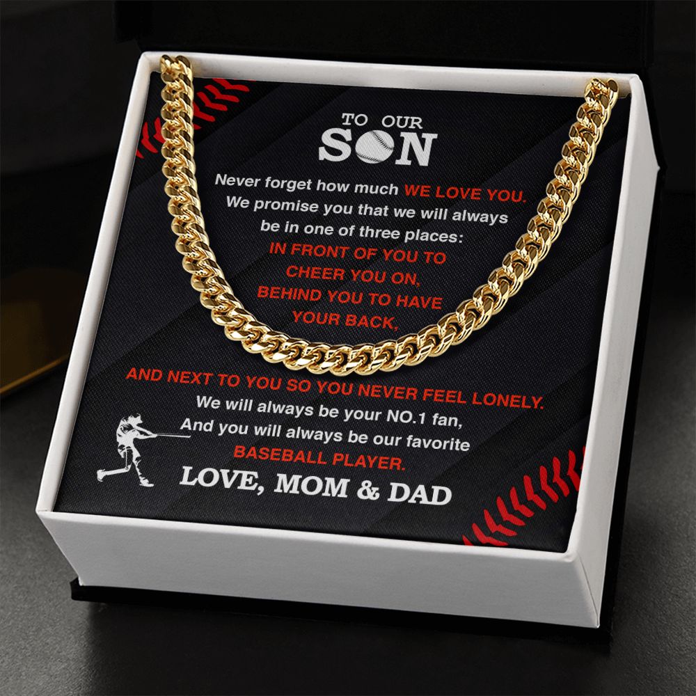 To Our Baseball Son - Cuban Link Necklace - Athlete's Gift Shop