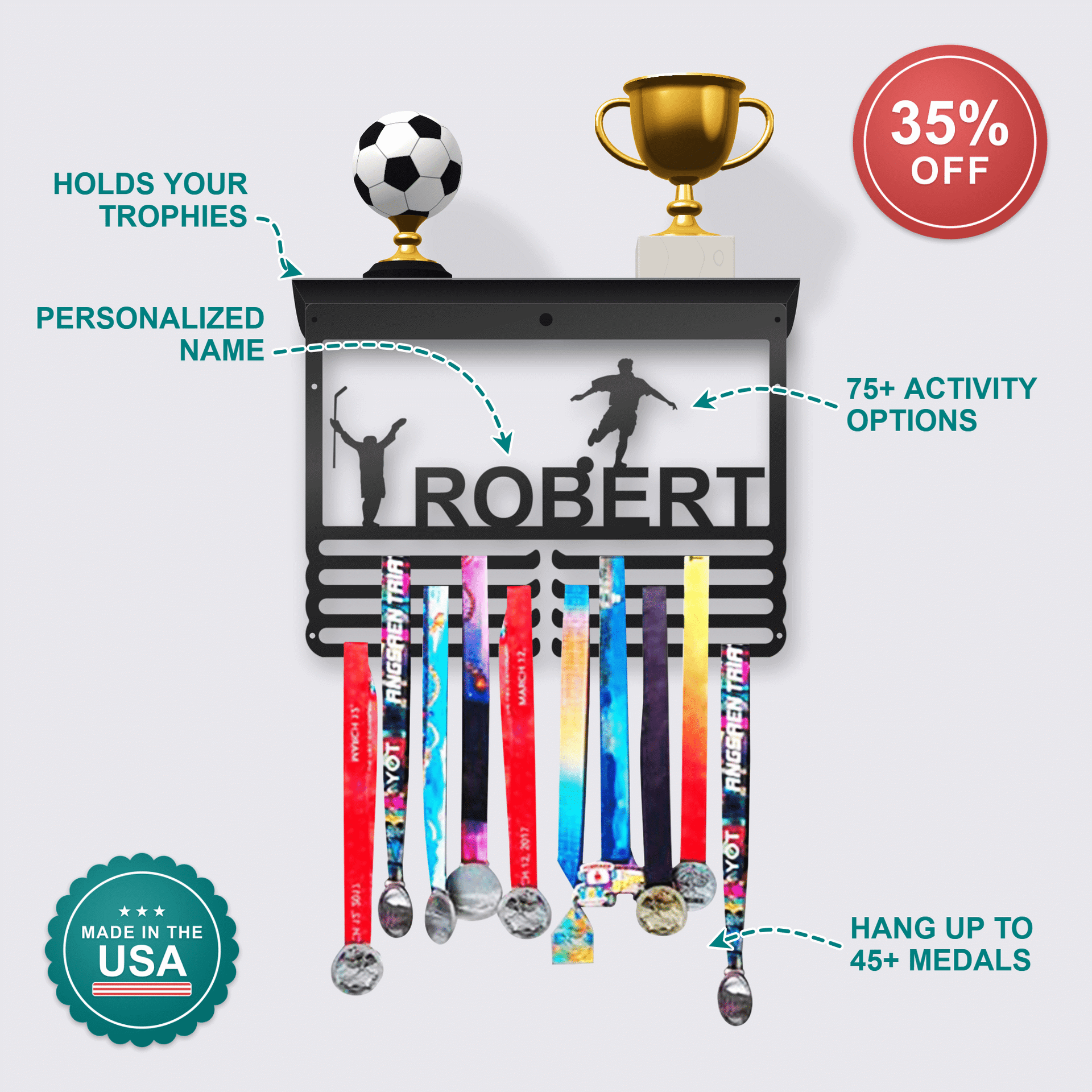 Personalized Trophy Stand with shelf - Athlete's Gift Shop
