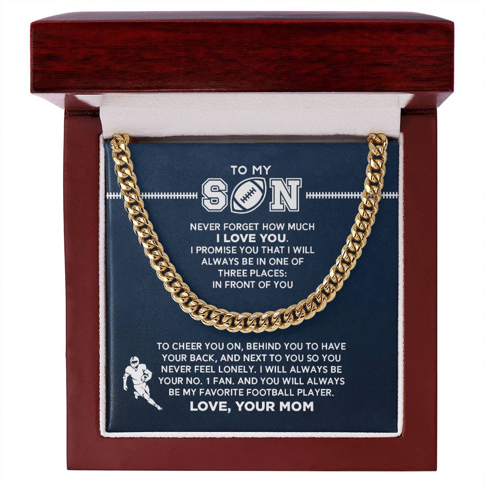 Cuban Link Necklace - My Football Son, #1 Fan, From Mom