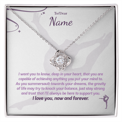 Gymnast Gift - Love Knot Necklace with Personalized Message Box