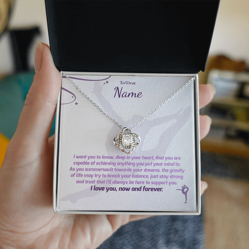 Gymnast Gift - Love Knot Necklace with Personalized Message Box