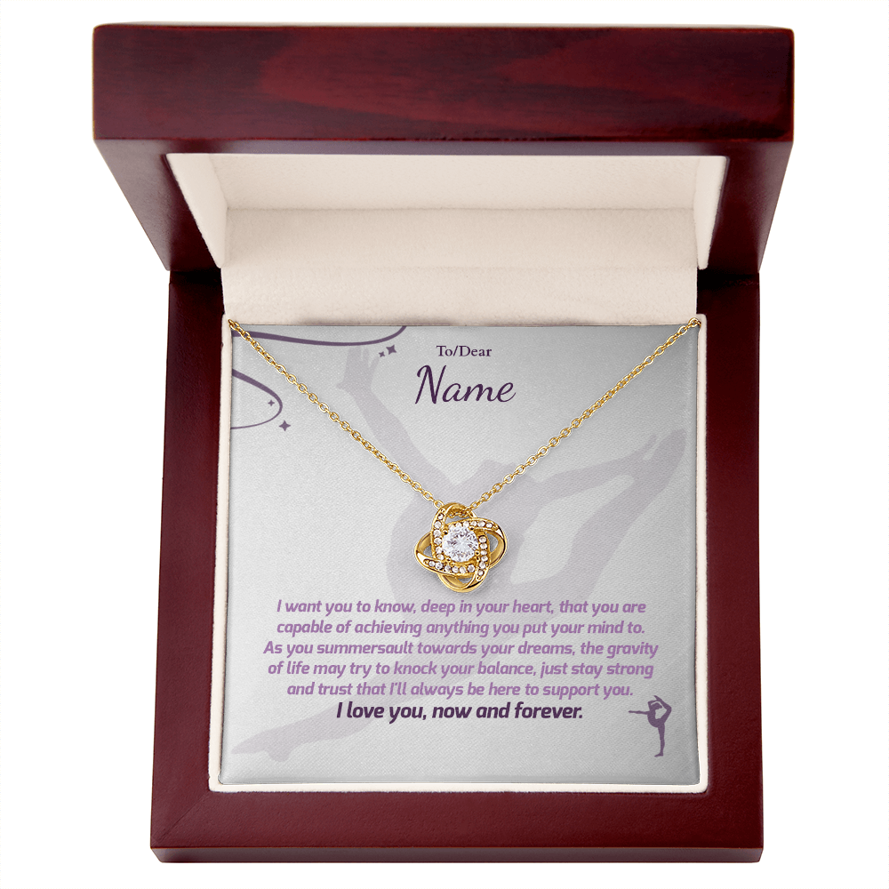 Gymnast Gift - Love Knot Necklace with Personalized Message Box