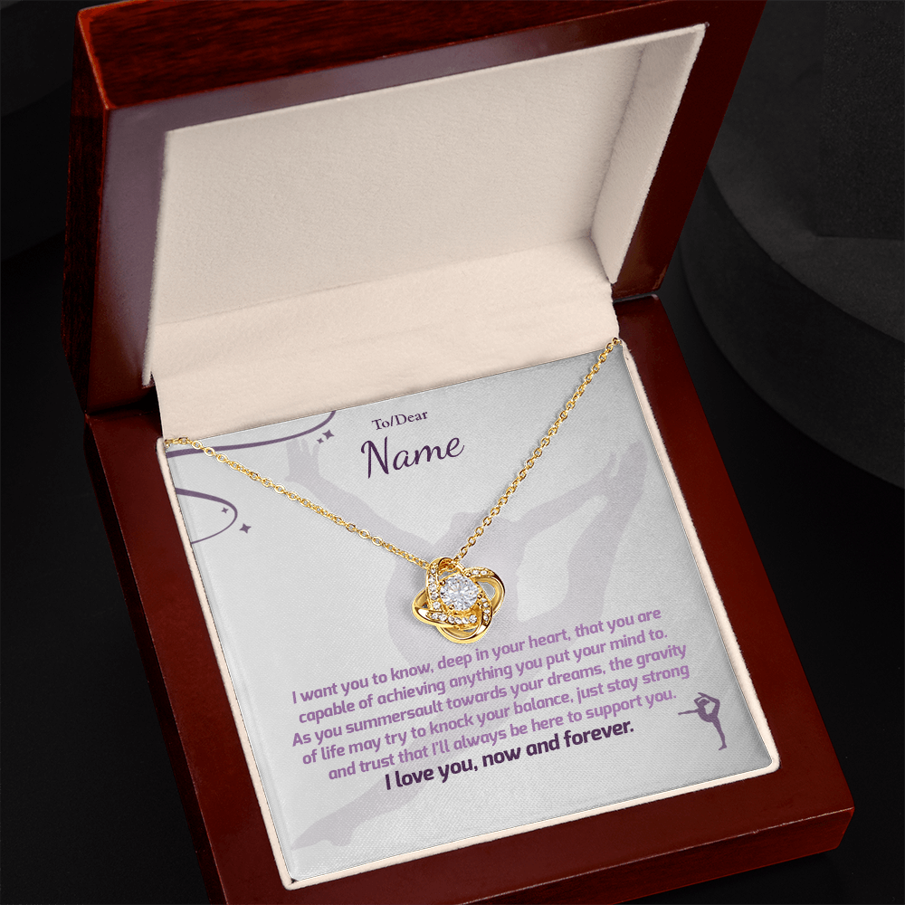 Gymnast Gift - Love Knot Necklace with Personalized Message Box