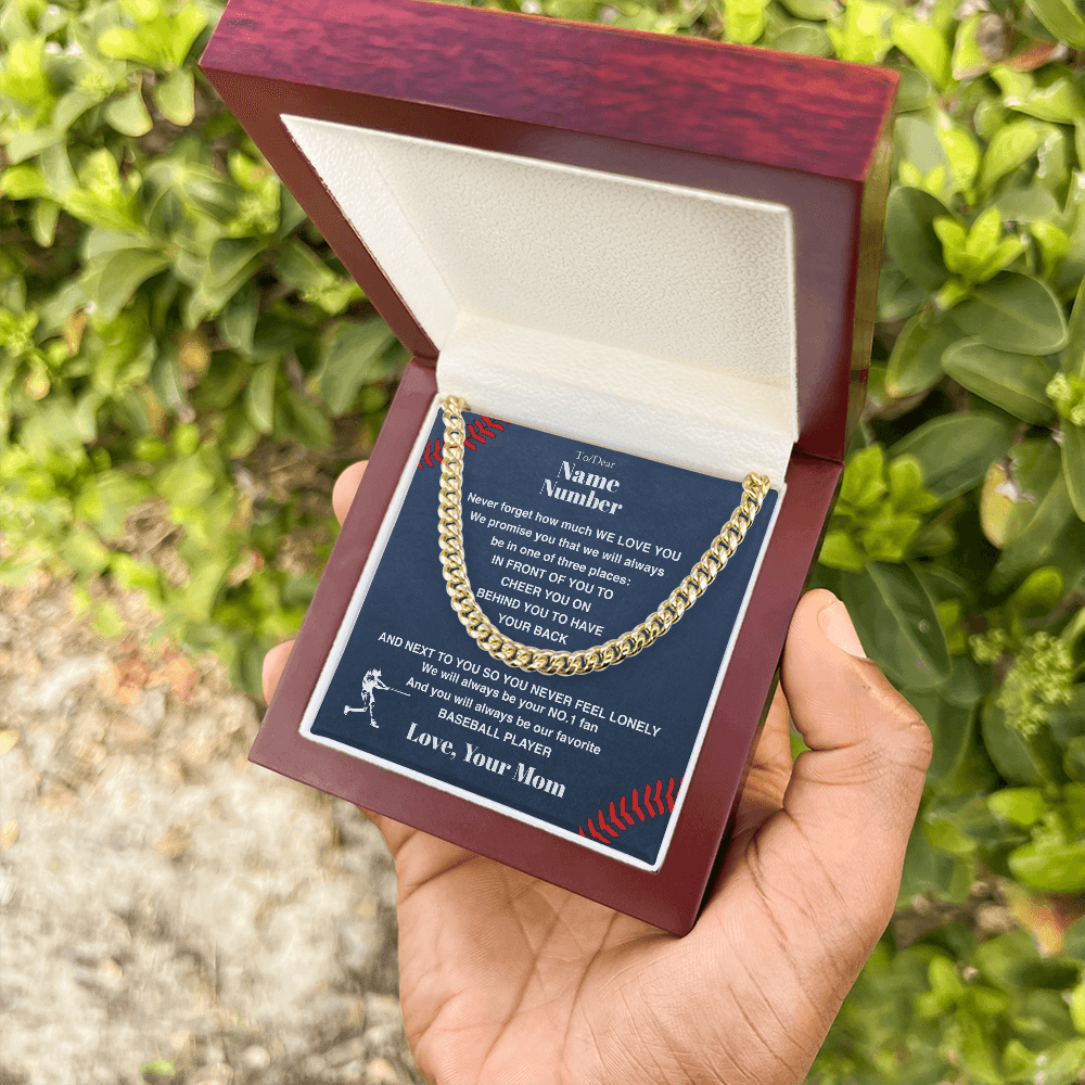 Baseball Gift - Cuban Link Necklace with Personalized Message - Athlete's Gift Shop